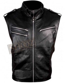 WWE Wrestler Dave Bautista Black Leather Vest